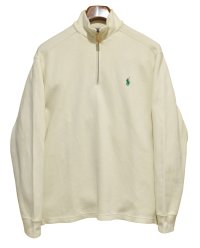 オールド【ラルフローレン】POLO RALPH LAUREN【クリーム色】【無地】【ハーフジップ】【コットンセーター】【サイズＭ】  