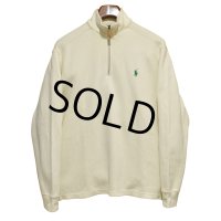 オールド【ラルフローレン】POLO RALPH LAUREN【クリーム色】【無地】【ハーフジップ】【コットンセーター】【サイズＭ】  