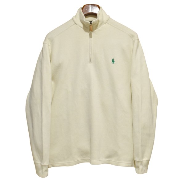 画像1: オールド【ラルフローレン】POLO RALPH LAUREN【クリーム色】【無地】【ハーフジップ】【コットンセーター】【サイズＭ】  