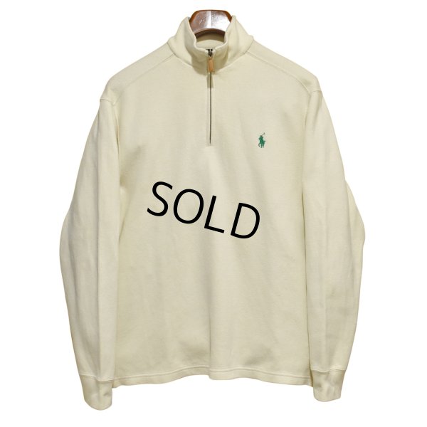 画像1: オールド【ラルフローレン】POLO RALPH LAUREN【クリーム色】【無地】【ハーフジップ】【コットンセーター】【サイズＭ】  