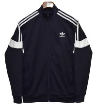 【ビンテージ】【アディダス】adidas【ネイビー×白ライン】ジャージ【トラックジャケット】【トラックジャージ】【サイズ ユースＸＬ】 