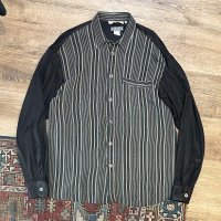 イタリー製【ビンテージ】バーニーズニューヨーク【BARNEYS NEW YORK】【黒×生成り ストライプ】【レーヨンシャツ】【サイズM】 