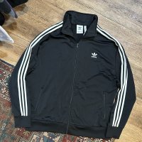 【ビンテージ】【アディダス】adidas【黒×白ライン】ジャージ【トラックジャケット】【トラックジャージ】【サイズ２ＸＬ】 