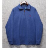 【ラルフローレン】POLO RALPH LAUREN【青】【無地】【ハーフジップ】【コットンセーター】【サイズXL】  