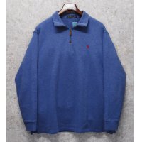 【ラルフローレン】POLO RALPH LAUREN【青】【無地】【ハーフジップ】【コットンセーター】【サイズXL】  