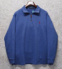 【ラルフローレン】POLO RALPH LAUREN【青】【無地】【ハーフジップ】【コットンセーター】【サイズXL】  