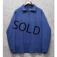 【ラルフローレン】POLO RALPH LAUREN【青】【無地】【ハーフジップ】【コットンセーター】【サイズXL】  