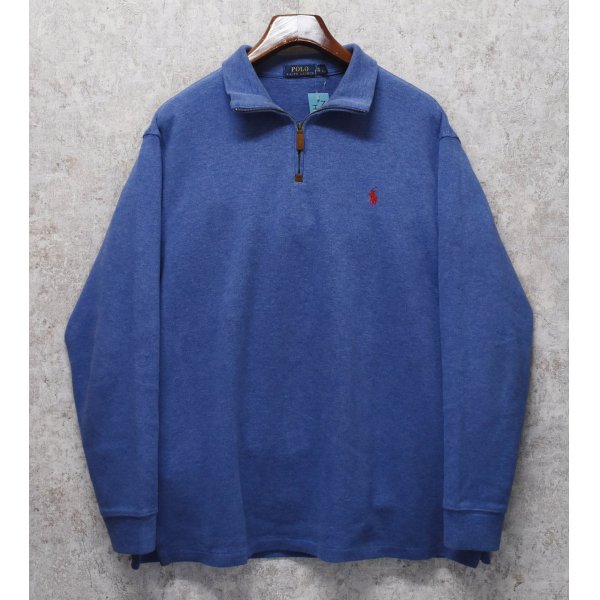 画像1: 【ラルフローレン】POLO RALPH LAUREN【青】【無地】【ハーフジップ】【コットンセーター】【サイズXL】  