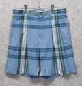 ~80's 【nautica】ノーティカ【水色×緑チェック】２タック【ショートパンツ】【短パン】【コットンショーツ】【ｗ33】 