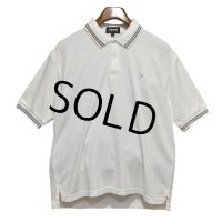 ビンテージ 【USA製】【Ashworth】アシュワース【白×グレーライン】胸刺繍入り【半袖ポロシャツ】【サイズＭ】 