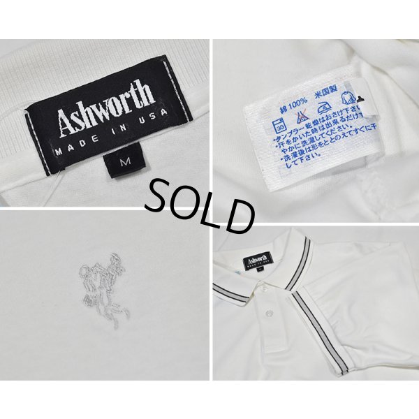 画像2: ビンテージ 【USA製】【Ashworth】アシュワース【白×グレーライン】胸刺繍入り【半袖ポロシャツ】【サイズＭ】 