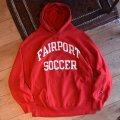 【80's】【USA製】【ビンテージ】【チャンピオン】【Champion】FAIR PORT SOCCER　バックプリント【トリコタグ】【赤】【リバースウィーブパーカー】【サイズXL】 