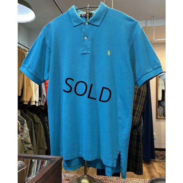 画像1: ビンテージ【ラルフローレン】 【POLO ralph lauren】【ターコイズブルー】【無地】【ポロシャツ】 【サイズＭ】  