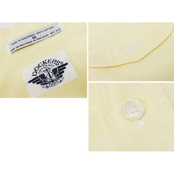 画像2: 【ビンテージ】【DOCKERS】ドッカーズ【胸フラップ刺繍】【黄色】【ロゴ入り】【ボタンダウン半袖シャツ】【サイズM】 