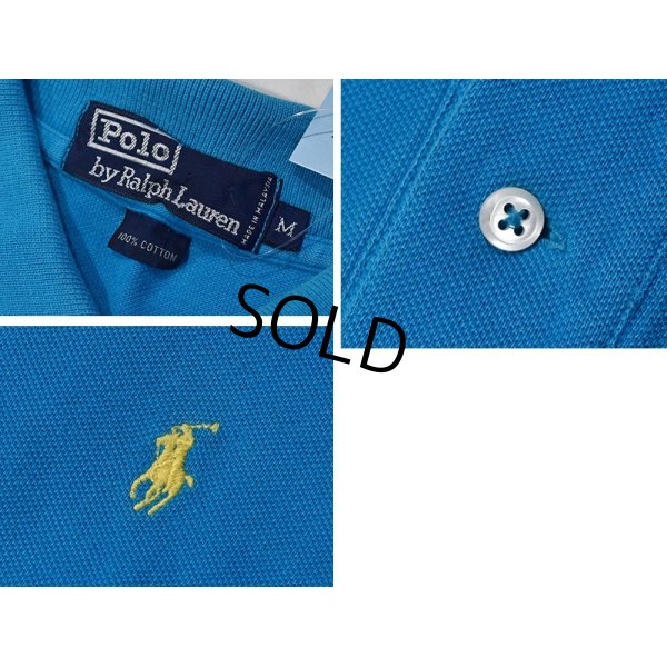 画像2: ビンテージ【ラルフローレン】 【POLO ralph lauren】【ターコイズブルー】【無地】【ポロシャツ】 【サイズＭ】  