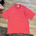 90's【USA製】ビンテージ【フルーツオブザルーム】【赤ｘピンク】ボーダー【Ｔシャツ】【サイズL】 