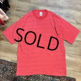 90's【USA製】ビンテージ【フルーツオブザルーム】【赤ｘピンク】ボーダー【Ｔシャツ】【サイズL】 