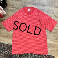 90's【USA製】ビンテージ【フルーツオブザルーム】【赤ｘピンク】ボーダー【Ｔシャツ】【サイズL】 