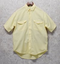 【ビンテージ】【DOCKERS】ドッカーズ【胸フラップ刺繍】【黄色】【ロゴ入り】【ボタンダウン半袖シャツ】【サイズM】 