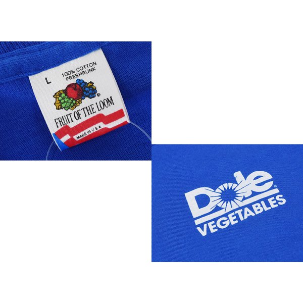 画像2: 90's【USA製】 ビンテージ【FRUIT OF THE LOOM 】フルーツオブザルーム【青】【Dole VEGETABLES】【 Tシャツ】【サイズL】 