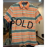 ビンテージ【ラルフローレン】 【POLO ralph lauren】【オレンジｘ緑】【ボーダー】【ポロシャツ】 【サイズＭ】  