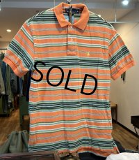 ビンテージ【ラルフローレン】 【POLO ralph lauren】【オレンジｘ緑】【ボーダー】【ポロシャツ】 【サイズＭ】  