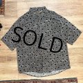 ビンテージ【WEAR THE RIGHT THING】【黒ｘ茶色】ひし形模様【レーヨンシャツ】半袖シャツ サイズL 