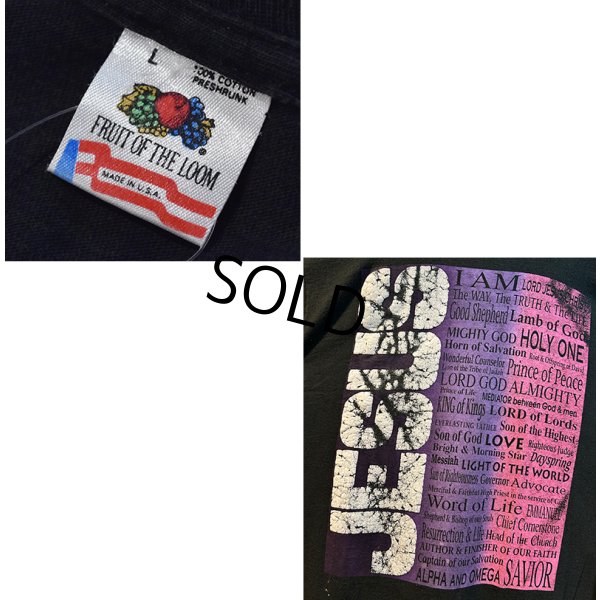 画像2: 90's【USA製】ビンテージ【フルーツオブザルーム】FRUIT OF THE LOOM【JESUS】【黒】【Ｔシャツ】【サイズL】 