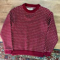 ビンテージ【ノルウェー製】【L.L.Bean】エルエルビーン【エンジｘ白】【バーズアイ】【セーター】【レディース古着】【サイズＷ－Ｍ】 