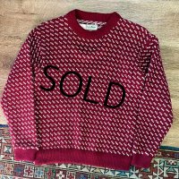 ビンテージ【ノルウェー製】【L.L.Bean】エルエルビーン【エンジｘ白】【バーズアイ】【セーター】【レディース古着】【サイズＷ－Ｍ】 