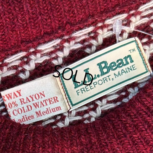 画像2: ビンテージ【ノルウェー製】【L.L.Bean】エルエルビーン【エンジｘ白】【バーズアイ】【セーター】【レディース古着】【サイズＷ－Ｍ】 