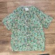 画像1: ビンテージ【lord & taylor】【ロード&テイラー】緑模様 襟無し【パジャマシャツ】【サイズB】<br> (1)