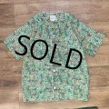 ビンテージ【lord & taylor】【ロード&テイラー】緑模様 襟無し【パジャマシャツ】【サイズB】 