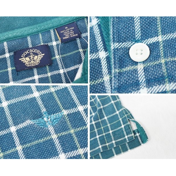 画像2: 【ビンテージ】【DOCKERS】ドッカーズ【リーバイス】【緑×黄色チェック】【ボタンダウン半袖シャツ】【ポロシャツ】【サイズＭ】 