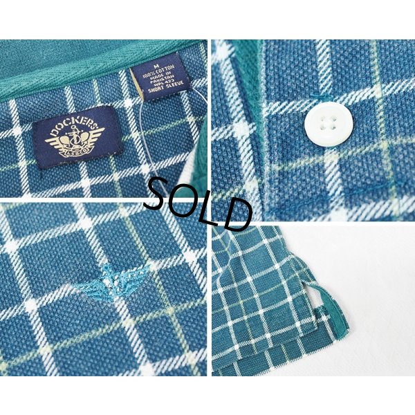 画像2: 【ビンテージ】【DOCKERS】ドッカーズ【リーバイス】【緑×黄色チェック】【ボタンダウン半袖シャツ】【ポロシャツ】【サイズＭ】 