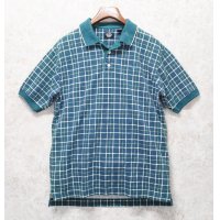 【ビンテージ】【DOCKERS】ドッカーズ【リーバイス】【緑×黄色チェック】【ボタンダウン半袖シャツ】【ポロシャツ】【サイズＭ】 