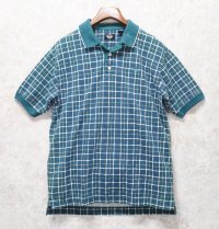 【ビンテージ】【DOCKERS】ドッカーズ【リーバイス】【緑×黄色チェック】【ボタンダウン半袖シャツ】【ポロシャツ】【サイズＭ】 
