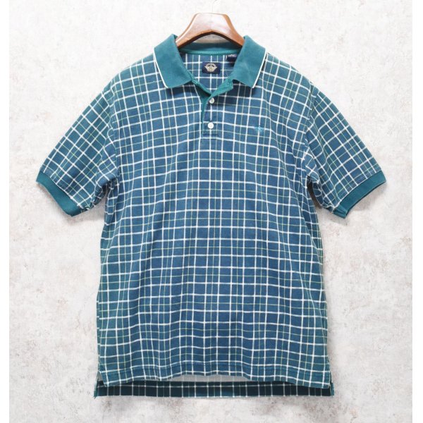 画像1: 【ビンテージ】【DOCKERS】ドッカーズ【リーバイス】【緑×黄色チェック】【ボタンダウン半袖シャツ】【ポロシャツ】【サイズＭ】 