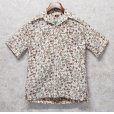画像1: 【ビンテージ】【Go Ba Re FooT】【生成り×茶色】総柄【プルオーバー】【ハワイアンシャツ】半袖シャツ【サイズＳ】<br> (1)