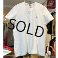 ビンテージ【ブルックスブラザーズ】Brooks Brothers【胸ロゴ入り】【鹿の子コットン】【白】【ヘンリーネックコットンTシャツ】【サイズL】 