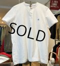 ビンテージ【ブルックスブラザーズ】Brooks Brothers【胸ロゴ入り】【鹿の子コットン】【白】【ヘンリーネックコットンTシャツ】【サイズL】 