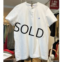 ビンテージ【ブルックスブラザーズ】Brooks Brothers【胸ロゴ入り】【鹿の子コットン】【白】【ヘンリーネックコットンTシャツ】【サイズL】 