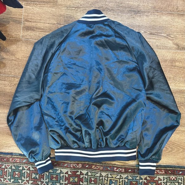画像3: 【USA製】【ビンテージ】【AUBURN sportswear】【紺】ナイロンスナップブルゾン【サテンジャケット】【サイズＬ】 