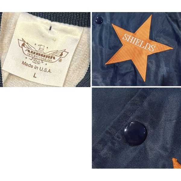 画像2: 【USA製】【ビンテージ】【AUBURN sportswear】【紺】ナイロンスナップブルゾン【サテンジャケット】【サイズＬ】 