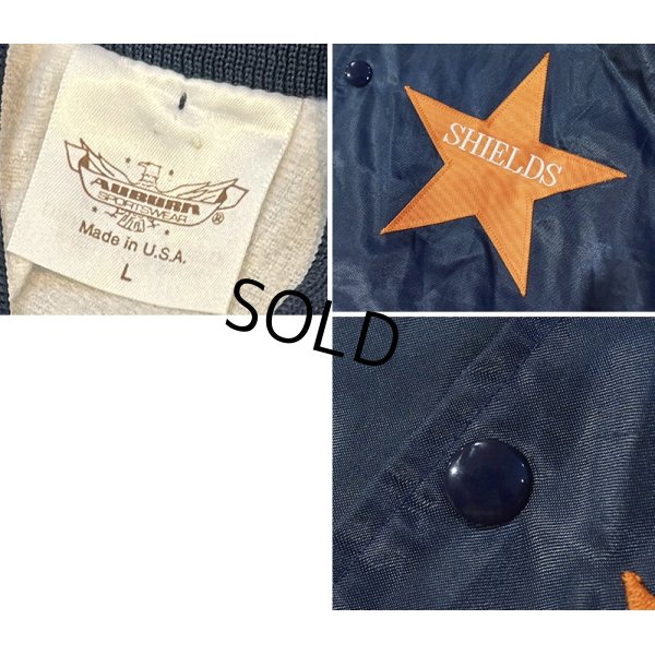 画像2: 【USA製】【ビンテージ】【AUBURN sportswear】【紺】ナイロンスナップブルゾン【サテンジャケット】【サイズＬ】 