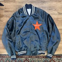 【USA製】【ビンテージ】【AUBURN sportswear】【紺】ナイロンスナップブルゾン【サテンジャケット】【サイズＬ】 