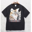 画像1: ビンテージ【DELTA】オオカミプリント【黒】Tシャツ【サイズＬ】<br> (1)