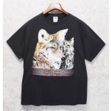 ビンテージ【DELTA】オオカミプリント【黒】Tシャツ【サイズＬ】 