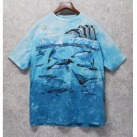 【ビンテージ】【リキットブルー】【総柄】【タイダイTシャツ】【海】【ペンギン】Ｔシャツ【サイズXL】