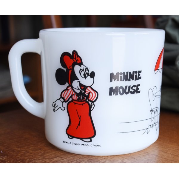 画像2: 【Fire King】【ファイヤーキング】【MiCKEY MOUSE】ミッキーマウス【MiNNiE MOUSE】ミニーマウス【パラソル】【ショートマグカップ】ミルクガラス 